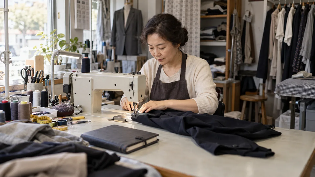 동네 옷 수선 가게에서 재봉 작업을 이어가는 개인사업자
